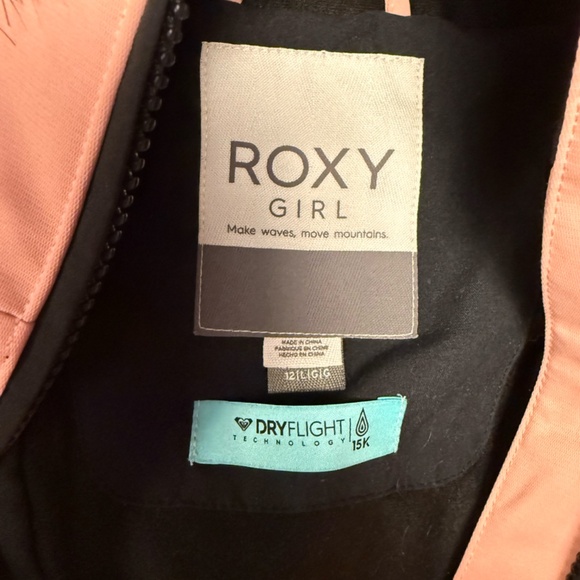 Roxy Girls Ski Set Size L/12 - Pink Jacket and Multicolor pants - Picture 3 of 5